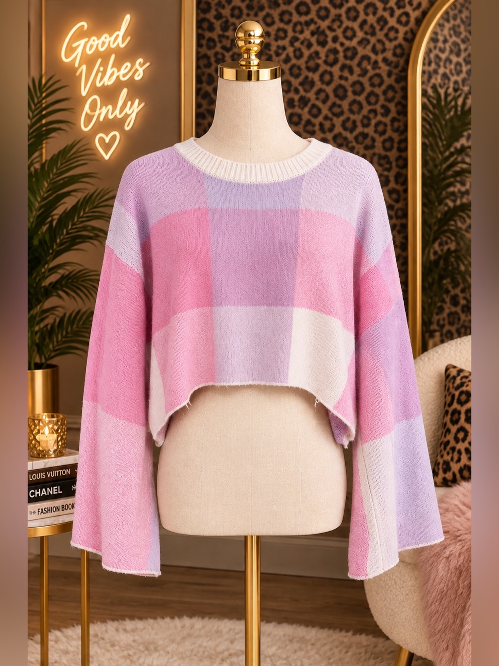 ✨ NEW ✨ Jessica Simpson Pastel Colorblock Cropped Sweater Size Small ✨